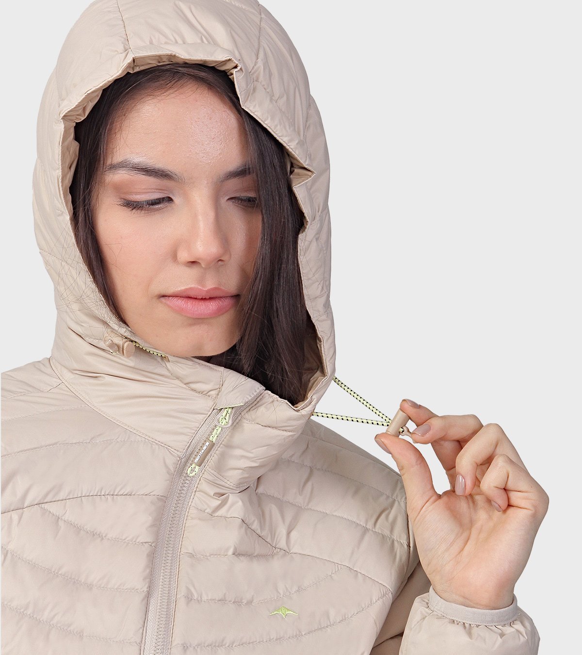Campera de pluma de mujer Kenly con capucha